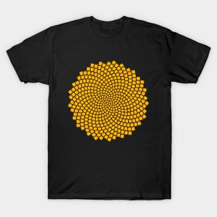 Sunflower Fibonacci Seed Spiral - Golden T-Shirt